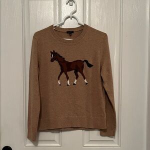 Talbots Tan Sweater with Horse Design